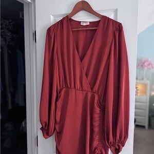 Ramy Brook Deep Red Long Sleeve Dress